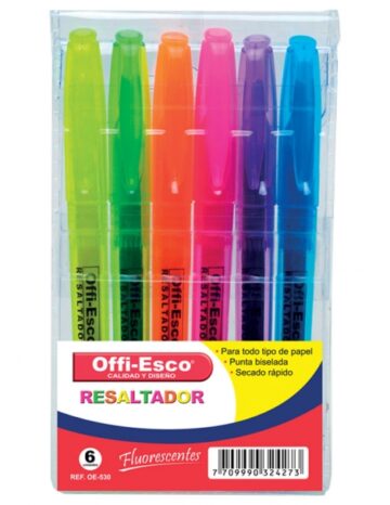 Resaltador Estuche Neon X 6 Unidades Offi-esco - Elemento: Estuche De Resaltadores - Marca: Office-esco - Cantidad: 6 Resaltadores
