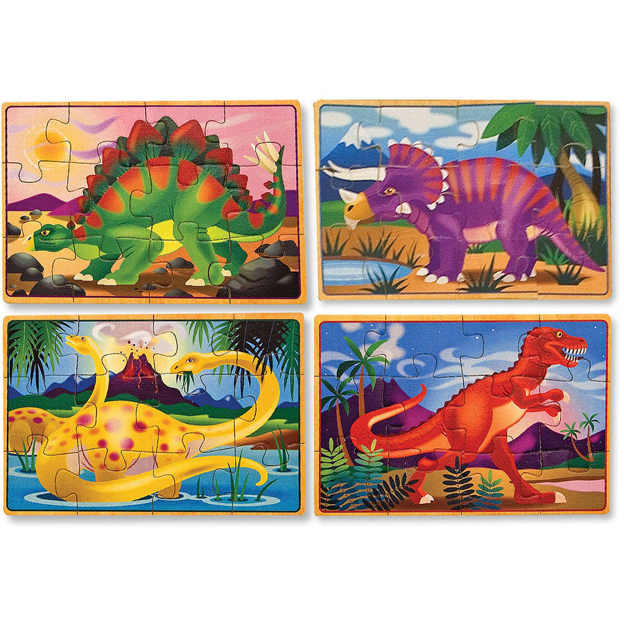 Rompecabezas Dinosaurion en Caja de Madera 4 en 1