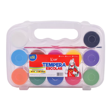 Tempera Escolar Estuche x12 Colores 20ml c/u