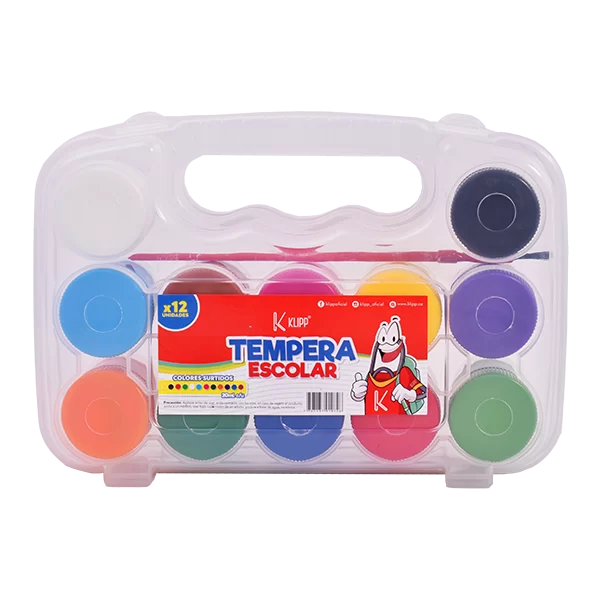 Tempera Escolar Estuche x12 Colores 20ml c/u